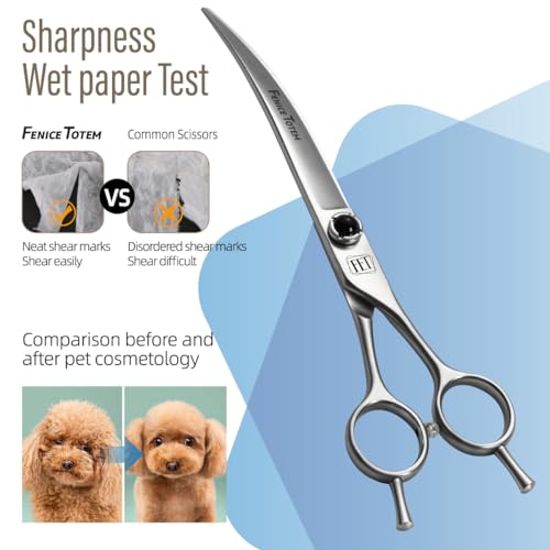Dog Grooming Scissors: 7.5 inch Pet Curved Shears Made Of Japanese 9CR Advanced Stainless Steel Professional Grooming Scissors for Dogs Cats and Other Pets Dog Grooming Scissors: 7.5 inch Pet Curved Shears Made Of Japanese 9CR Advanced Stainless Steel Professional Grooming Scissors for Dogs Cats and Other Pets