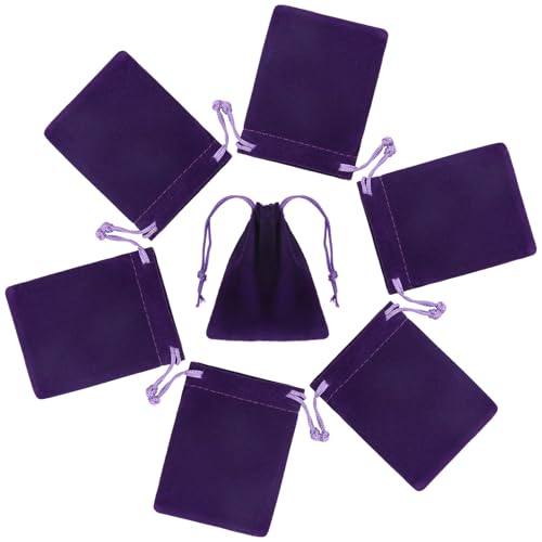 20 peças pequenas bolsas de joias de veludo, bolsas de joias de veludo com cordão, bolsas de presente de tecido de veludo roxo, sacos de presente de veludo para joias, pulseiras, lembrancinhas de