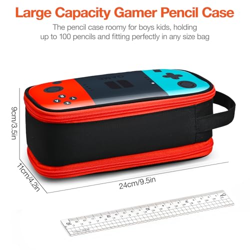 Image of Beaulyn Gamer Pencil Case for Boys - Large Pencil Pouch with Zipper Compartment, Portable Gaming Pen Bag Pencil Box Organizer for School Boy Kids
