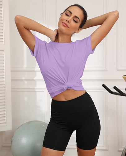 Image of KevaMolly Workout Tops for Women UPF50+ Breathable Loose Fit Yoga T Shirts Short Sleeve Running Gym Athletic Tee Top