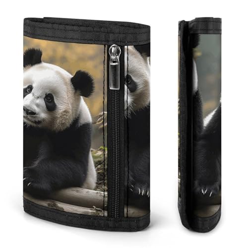 Two Big Pandas Trifold Wallet for Men - Money Clip Slim Wallets with Multiple Card Slots Minimalist Small Front Pocket Wallet for Everyday Carry3