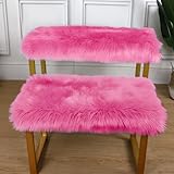 CHITONE Faux Fur Sheepskin Area Rug, Baby Bedroom Rugs Fluffy Rug Home Decorative Shaggy Rectangle Carpet, 2x3 Feet, Pink