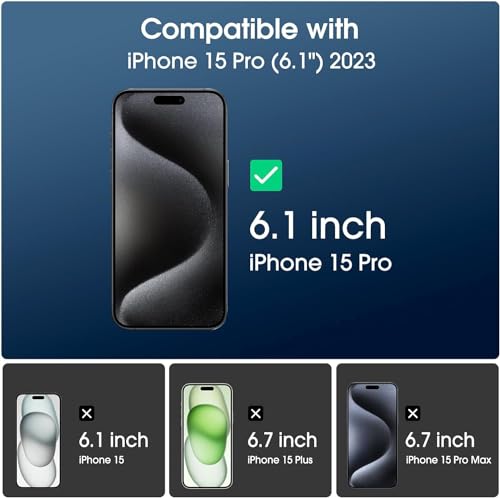 Image of vizer Military-Grade Tempered Glass Screen Protector for iPhone 15 Pro (6.1 Inch) | 9H Hardness Gorilla Protection, HD Crystal Clear, Anti-Fingerprint, Bubble-Free Easy Installation