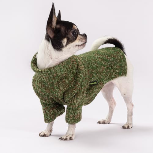 Image of Fitwarm Knitted Turtleneck Dog Sweater, Thermal Dog Winter Clothes for Small Dogs Boy Girl, Holiday Pet Outfit, Heather Green, XL