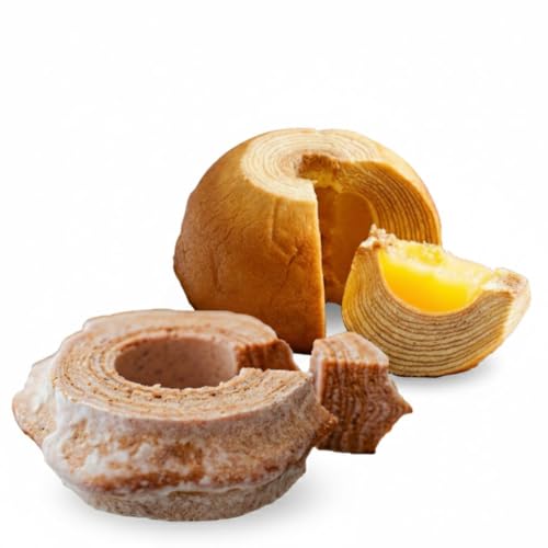 ツキトワ バウムクーヘン食べ比べ 米粉100%の「まるごとりんごバームクーヘン」と「能登塩ぶるべりばぁむ」