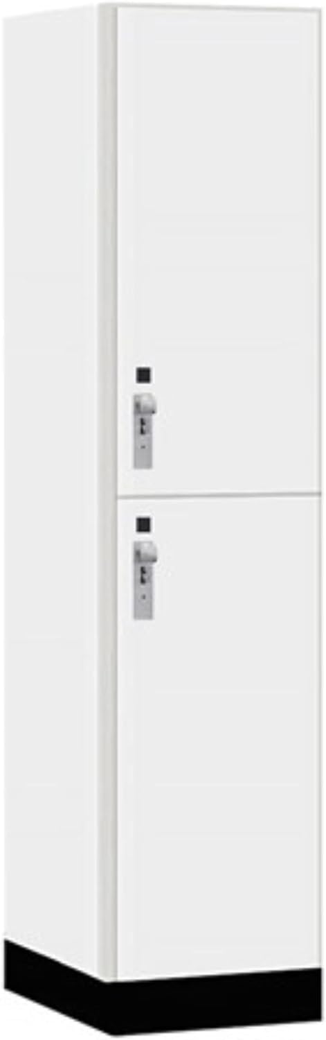 Salsbury 18" Wide Premier Wood Locker-Double Tier-1 Wide-6 Feet High-21 Deep-Arctic White-Silver Hasps