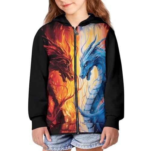 HUIACONG Dragon Sweatshirt Kids Zip Up Hoodie for Boys 11-13 Long Sleeve Jacket with Pocket Full Zipper Hooded Outerwear Coat Fall Top Pullover with Pocket Novelty Shirt4
