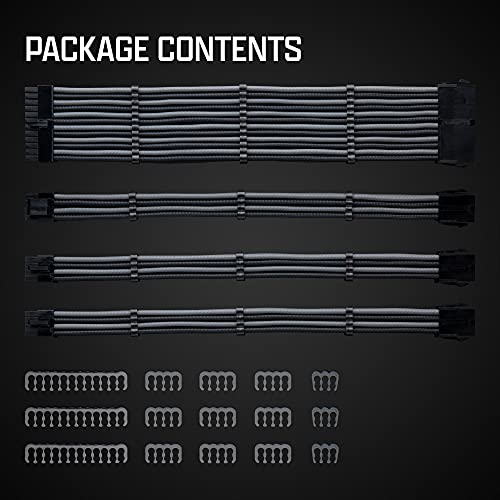 Image of TECWARE FLEX Black /Grey PSU Sleeved Extension Cables Set 30cm