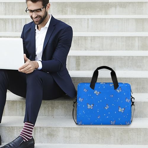 Maletín portátil para laptop 15.6" azul mariposas miniatura 3
