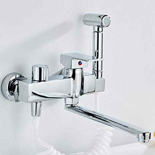 Robinet de cuisine avec pistolet pulvérisateur eau chaude et froide double trou