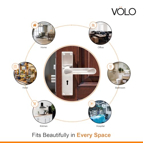 Image of VOLO Stainless Steel Mortise Lock | 8 Inch Lock Body | Main Door Handle Set with Keys | Wooden Door Lockset | Hotel Office Home Door Lock | 3 Keys | 10 Year Lock Body Warranty (Silver | KY | 6014)
