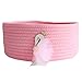 Inwagui Mignon Panier de Rangement Tissé en Coton Boîte de Rangement Petit Ronde Panier Décor de Cygne Stockage pour Bureau, Placard, Accessoires Bébé - Rose
