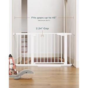 Cumbor-297-46-Baby-Gate-for-Stairs-Moms-Choice-Awards-Winner-Auto-Close-Dog-Gate-for-the-House-Easy-Install-Pressure-Mounted-Pet-Gates-for-Doorways-Easy-Walk-Thru-Wide-Safety-Gate-for-Dog-White - Cucciolini Doodles   Cumbor-297-46-Baby-Gate-for-Stairs-Moms-Choice-Awards-Winner-Auto-Close-Dog-Gate-for-the-House-Easy-Install-Pressure-Mounted-Pet-Gates-for-Doorways-Easy-Walk-Thru-Wide-Safety-Gate-for-Dog-White