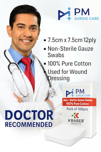 Image of PM Non Sterile Absorbent Gauze Swabs 100pc Pack 7.5cm x 7.5cm 12ply type 17 (40)