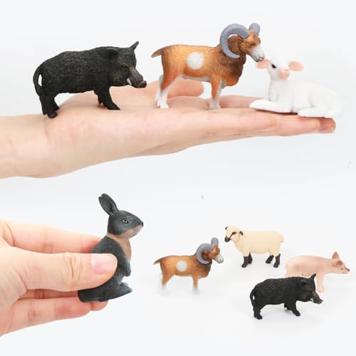 Meleager Tiere Figuren Set, 6 Stück Tierfiguren, Kleine Tiere Spielzeug für Kinder, Realistisch Bauernhoftiere Figuren als Kuchendeko, Lernspielzeug, Geburtstagsgeschenke