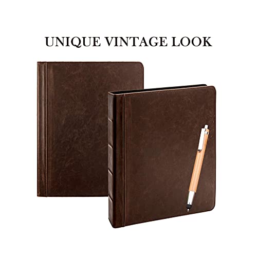 Lee Vintage Professional 3 Ring Binder Organizer, 1.5-Inch Round Rings, 8.5" X 11" Sheet Size, 2 Inner Pockets, Appearance Of Antique Brown Leather, Pen Included #TOP1