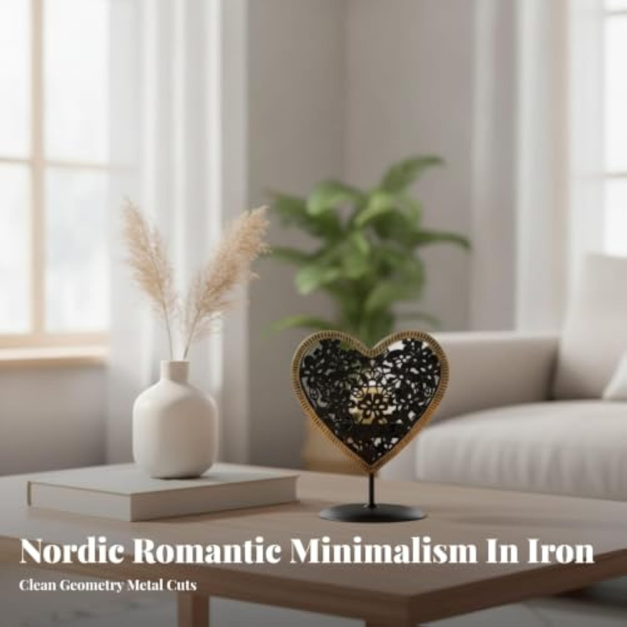 Openwork Heart Metal Candle Holder, Elegant Tabletop Decor