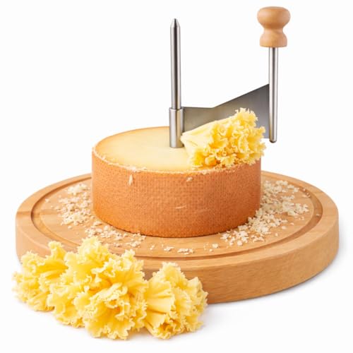 Cheese Curler Wheel – Cheese Shaver for Tête de Moine, Create Elegant Cheese & Chocolate Rosettes, Stainless Steel Blade with Wooden Base, Perfect for Charcuterie Boards, Parties & Gifting