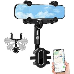 Soporte Giratorio Para Movil Sweetone Soporte para Teléfono con Espejo Retrovisor, 360 Giratorio y Retráctil Soporte Movil Coche, Universal Soporte Teléfono Coche, Porta Movil Coche para Todos los Smartphones