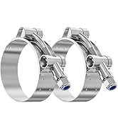 Eoppen 2Pcs 1.5 Inch T-Bolt Hose Clamp - 304 Stainless Steel Turbo Intake Intercooler Clamp Worki...