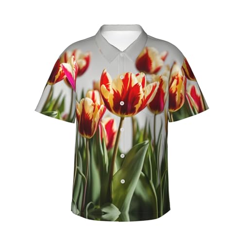 Chemise hawaïenne à imprimé tulipes colorées EdWal, short d'été léger pour un style de vacances