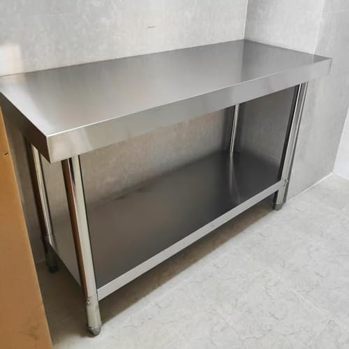 30in Stainless Steel Kitchen Work Table - Commercial Food Prep & Lab Workstation, Metal Island Desk with Storage, 39.4x31.5in for Kitchen/Garage Use
