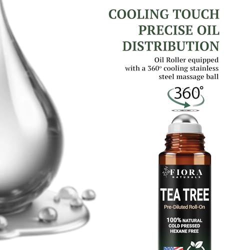 Image of Fiora Naturals Tea Tree Oil Roll On - 100% Natural Tea Tree Essential Oil for Skin, Face, Acne, Nails, Cuticles, Scalp & Aromatherapy Wellness