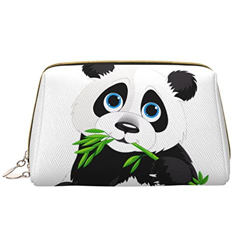 Trousse de maquillage en cuir PU femme panda blanc grand volume aux finitions soignées