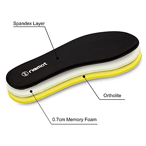 Image of riemot Memory Foam Insoles for Men, Comfort Cushioning Shoe Inserts, Super Soft Replacement Innersoles for Sneakers Slippers Boots, Breathable Full Length Shoe Insoles Black EU 42, 11 Women /9 Men