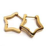[silver KYASYA]ステンレス フープピアス 星 スター 2色 ゴールド シルバー シンプル メタル 両耳用2点 女性 レディース プチプラ 金属アレルギー対応 イヤリング(ゴールド)