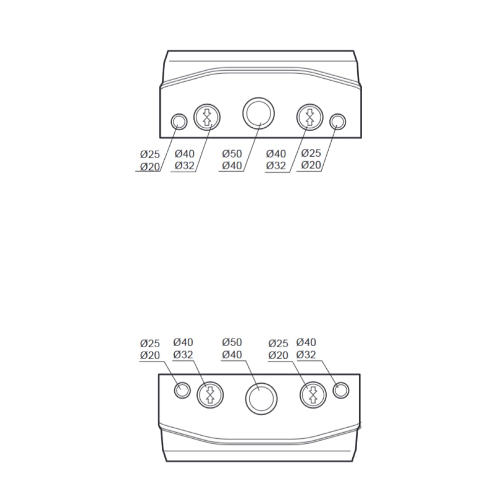 Quadro vuoto, 685x330x150mm, 32 moduli, 4 prese interbloccate, compatibile con prese serie 14 - Rosi 18.3013