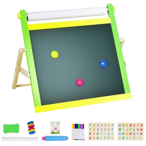 Tableau magnétique pour enfants et chevalet d'art double face réglable en bois