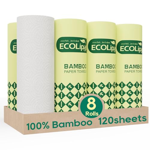 ECOlipak Paper Towels - 8 Rolls, 2 Ply 120 Sheets-