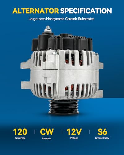 Image of PHILTOP Alternator Compatible with 11016N Hyundai Santa Fe 2004 Replacement 11016N 12V 120Amp CW 6-Groove Pulley