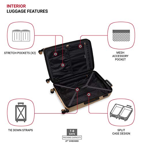 Image of SwissGear 7272 Energie Expandable Hardside Luggage with Spinner Wheels and TSA Lock, Gold, Checked-Large 27-Inch