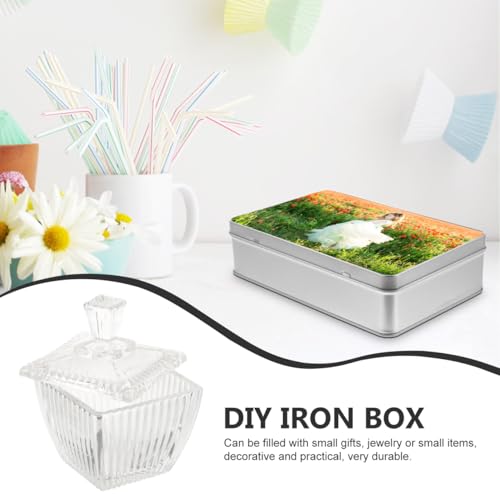 Image of SHOWERORO Sublimation Blank Gift Box 7.87X5.11X2In Rectangle Metal Candy Container with Lid for Diy Transfer Cookie Storage Small Jewelry Organizer Party and Wedding Favor