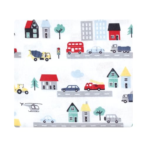 Image of Little Treasure Hudson Baby Cotton Poly Flannel Receiving Blankets Multipack, Blue City Life, 30x30 inches
