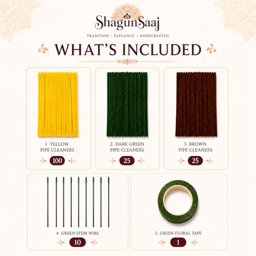 Image of ShagunSaaj Pipe Cleaner for Bouquet DIY Craft Flowers Kit - Fuzzy Chenille Stems & Fluffy Sticks for Arts & Crafts, Creative School Projects, Kids Craft Supplies, Home & Party Decor (Sunflower Kit)
