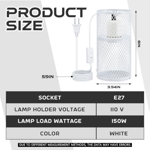 Image of VIHOSE 1 Pcs Reptile Heat Lamp Guard Anti Scald, 4 Inch, White, White