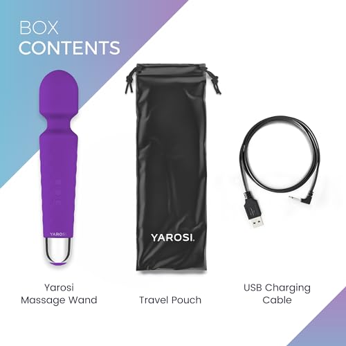 Yarosi Vibrator Wand Massager Strongest Massage Vibrating Power - Best Rated for Travel Gift - Magic Stress Away - Perfect for Muscle Aches and Sports Recovery - USB - Purple