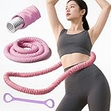 【10月最新改良 設計 高品質木綿地】 フラフープ ダイエット 人気 脂肪燃焼 ソフトフラフープダイエット用 スプリングフラフープ ソフトふらふーぷ ソフト フラフープ 痩せる 柔らかいフラフープ ストライン訓練 フィットネス 収納簡単 省スペース トレーニングバンド付き (ピンク 1.4KG)