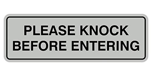 Standard Please Knock Before Entering Sign - Lt Gray - Small 1 Pack