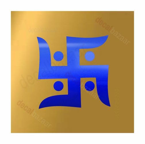 Swastik Simple Wall Glass Vehicle Glossy Vinyl Sticker 8 x 8 Inches Blue (Code 22.85)-Self-Adhesive