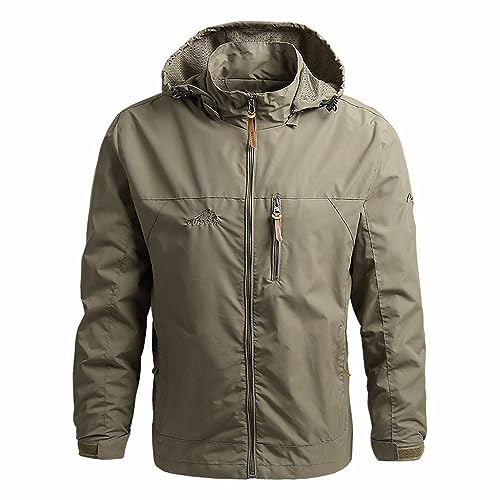 Manteau d'hiver veste coupe-vent de sport d'extérieur kaki XXL
