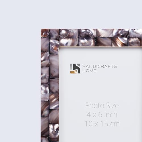 Image of Handicrafts Home 4x6 Picture Frames Pack of 2 - Mother of Pearl Collection Handcrafted Photo Frames, Perfect for Wall & Tabletop Display, Ideal Home Decor Gift