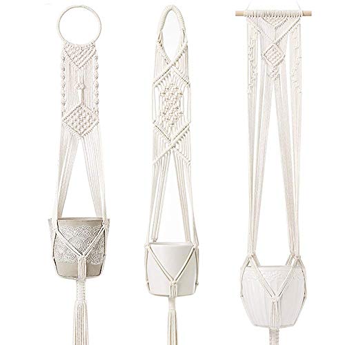 Saaz Macrame Plant Hangers Set of 4 Indoor Wall Hanging Planter Basket Flower Pot Holder Boho Home Decor Gift Box