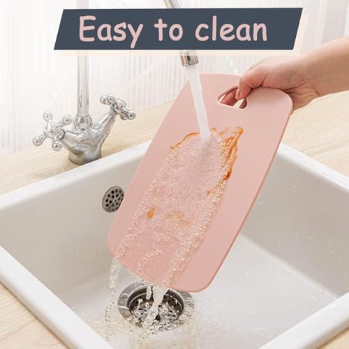 3 Pcs Chopping Board - Kitchen Cutting Boards, Cutting Tray, Different Sizes, Dishwasher Safe, Multicolour,Non-Slip BPA Free Plastic Chopping Board for Vegetables and Fruits, Meat(Pink,S+M+L) - Image 4