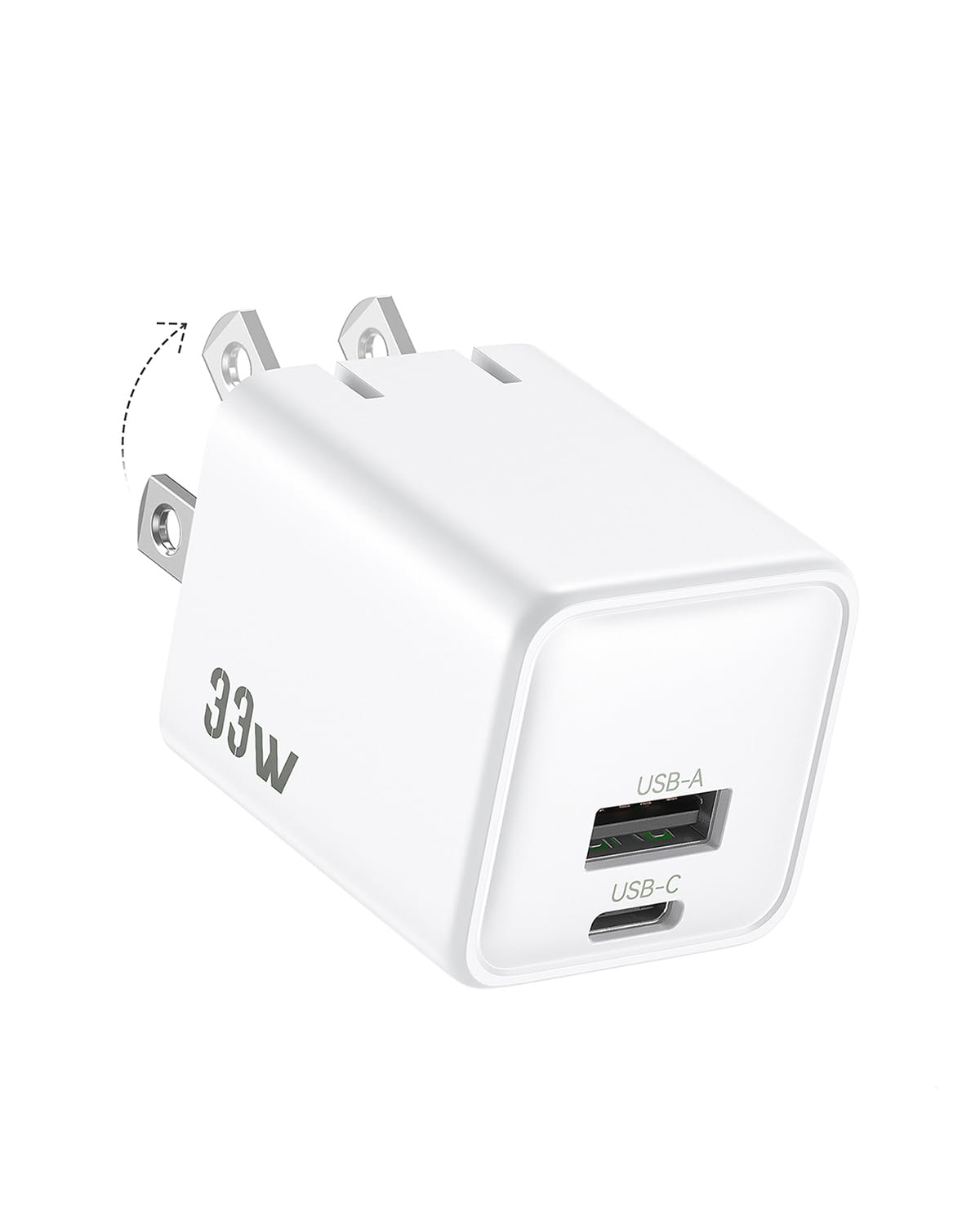 USB C Wall Charger Block 33W, Dual Port GaN PD3.0 Power Adapter Fast Type C Charging Block Foldable Plug Compatible with iPhone 16/16 Pro/16 Pro Max/16 Plus/15/14/13/12, Galaxy, iPad, Airpods, White