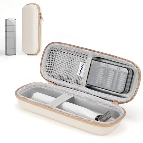 Yinke Estojo para Barbeador de Viagem com Acessórios, Caixa de Armazenamento para Aparador Elétrico Híbrido, Estojo Rígido À Prova D'Água, Bolsa de Armazenamento Portátil para Lâmina O, Bege