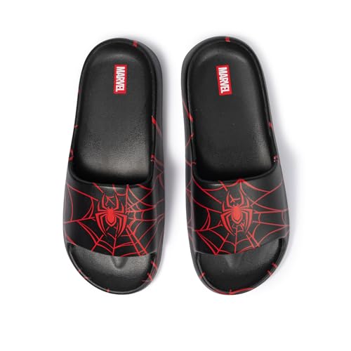 Marvel Spiderman Pool Slides - Spider Man Sandals for Adult Men Black Size 10/11